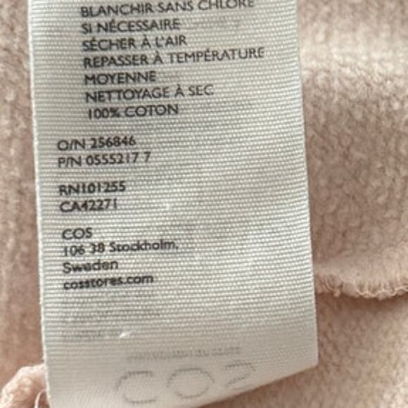 COS 100% Cotton Crewneck Tunic  Relaxed Sweatshirt Dress w/Pockets Peach Pink XS - Picture 4 of 7